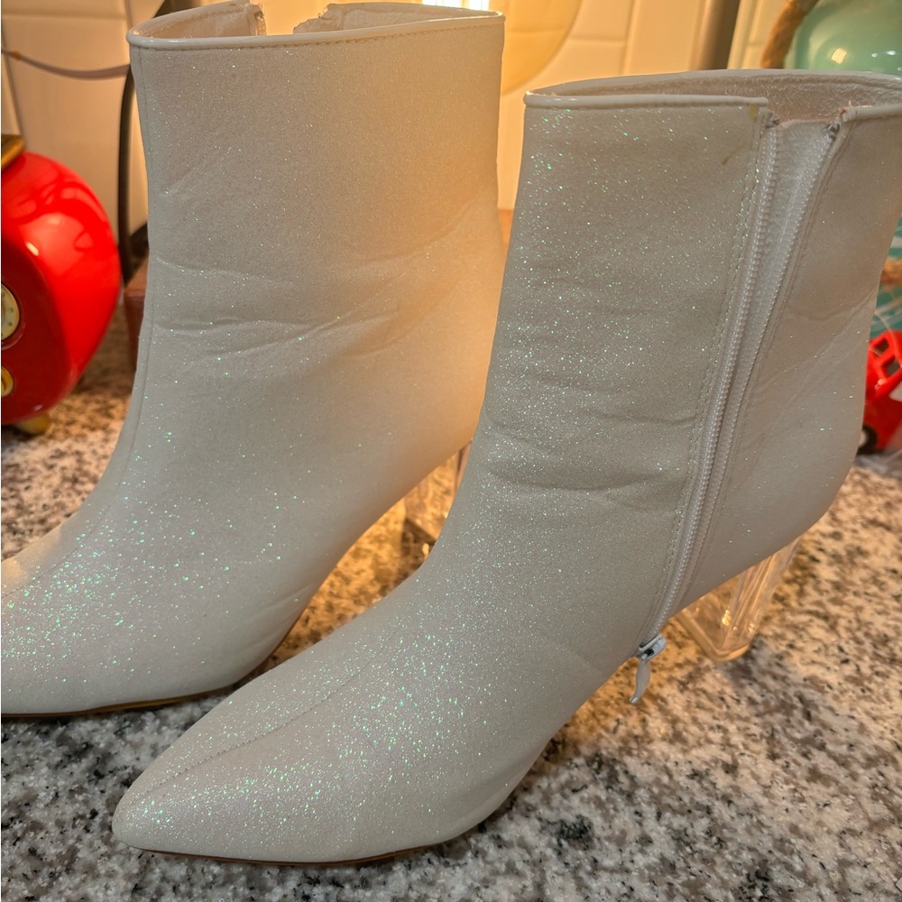 Allegra K -White Glitter Ankle Boots 9.5 in Women’s